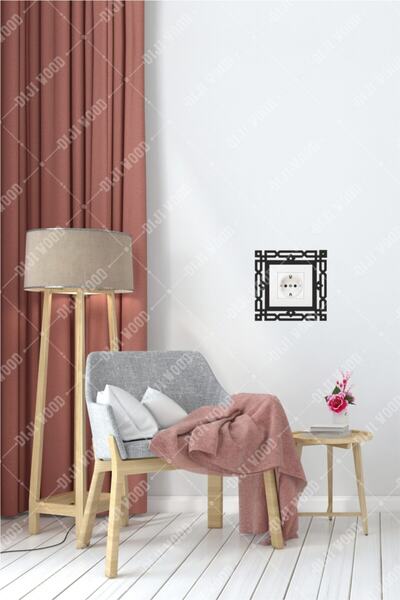 Diji Wood Geometrik Dekor Priz Çerçevesi