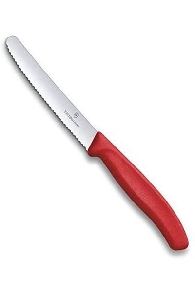 Victorinox 11 cm Red Multi-Purpose Serrated Round Knife