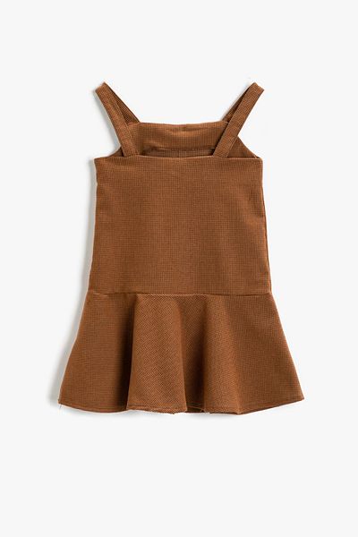 Koton Girl's Frilly Checkered Strap Dress