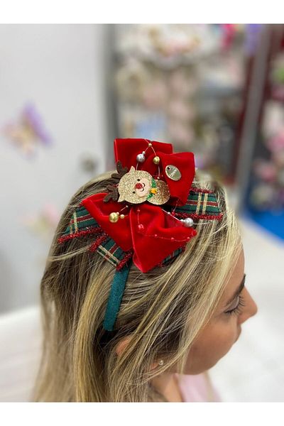 QUEEN AKSESUAR New Year's Eve Christmas Luxury Deer Special Design Velvet Bow Adult Children's Crown