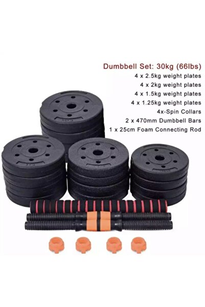 HEPİTOP Halter Ve Dambıl Seti Fonksiyonel Ağırlık Ve Vücut Geliştirme Aleti 30 Kg