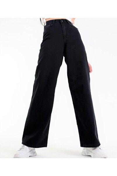 Ramrod Чорні широкі штанини на блискавці з супер високою талією Джинси Salas ...