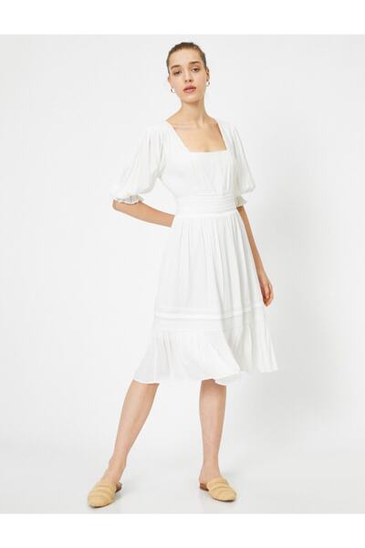 Koton Γυναικείο Λευκό Φόρεμα 0YAK83774EW