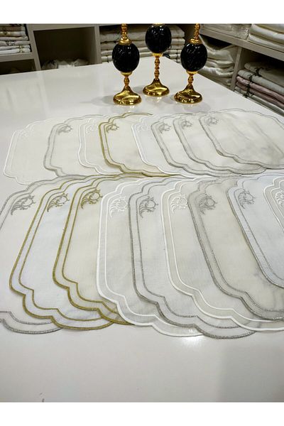incisecrethome Tray Cover, 1 Piece Embroidered Silk Tray Cover Gold Silver Cream Options Available