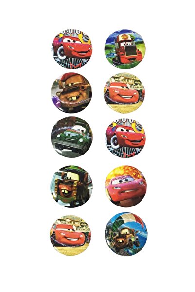 Parti dolabı 10 Adet Cars Rozet, Hediyelik Arabalar Yaka Rozetleri