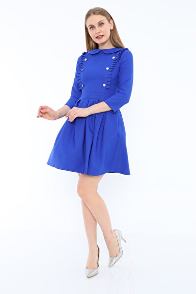 etselements Φόρεμα με πλισέ μωρό γιακά με μοτίβο Saks