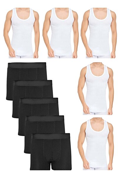 BLACK SWALLOW Erkek 5'li Pamuklu Likralı Boxer Atlet Takım