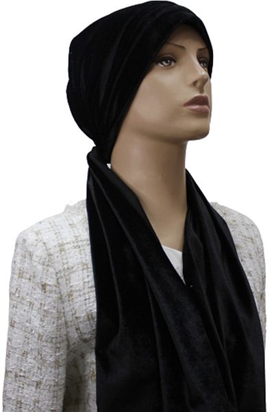 eflin Women's Hijab Clothing with Scarf Bonnet Black Velvet