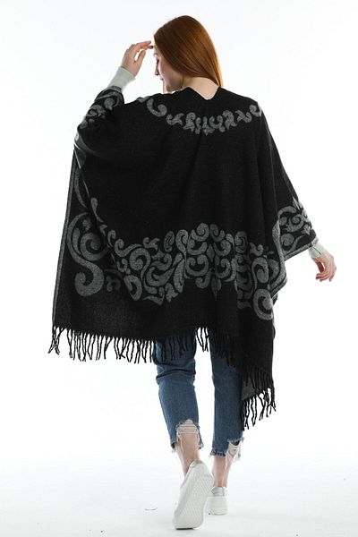 SUVE GOLD Winter Women's Poncho - Tassel Design