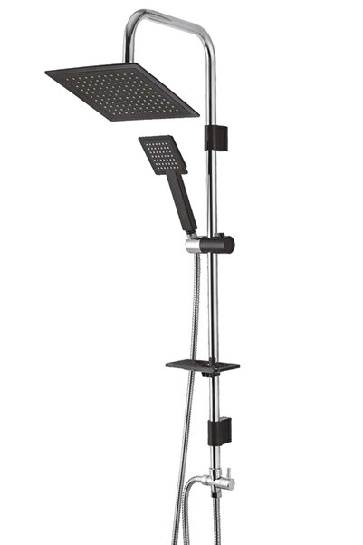 HMS Black Skyline Overhead Shower Set and Black Pearl Bathroom Faucet