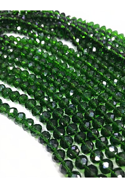 LİVZA BİJUTERİ Kristal Boncuk , Yeşil Renk Kristal Boncuk Dizisi, 8 Mm Yuvarl...