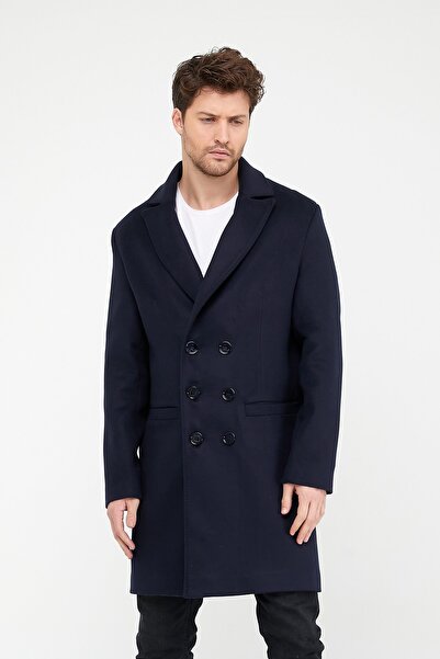 Leather Club Lacivert Kaşmir Kaban