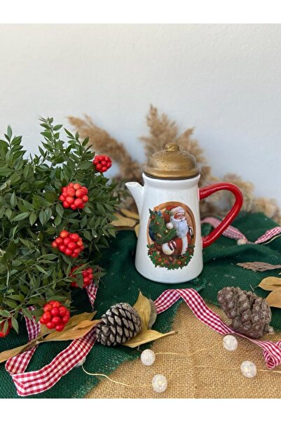 Handmadesign Kapaklı El Yapımı Seramik Sürahi - Yılbaşı Yeniyıl çam Ağaçlı No...