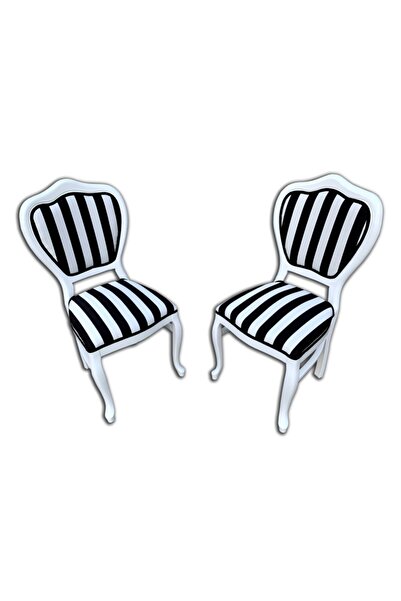 Evim-E Aksesuar 2 Adet Kontra Lükens Ayaklı Ahşap Sandalye - Zebra Kumaş + Be...