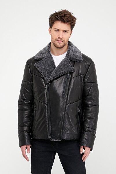 Leather Club Siyah Muton Deri Ceket