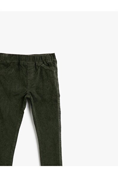 Koton Sametové bavlněné kalhoty s pravidelným pasem