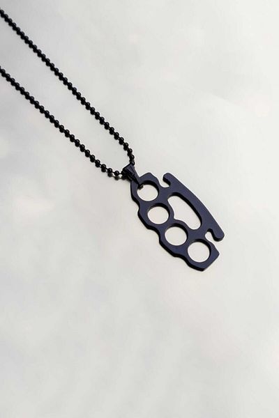 The Collection Black Brass Knuckles Men's Necklace