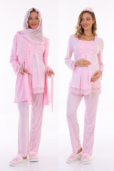 lohusahamile Pink Hijab Maternity Maternity Set of 6 with Dressing Gowns 30440