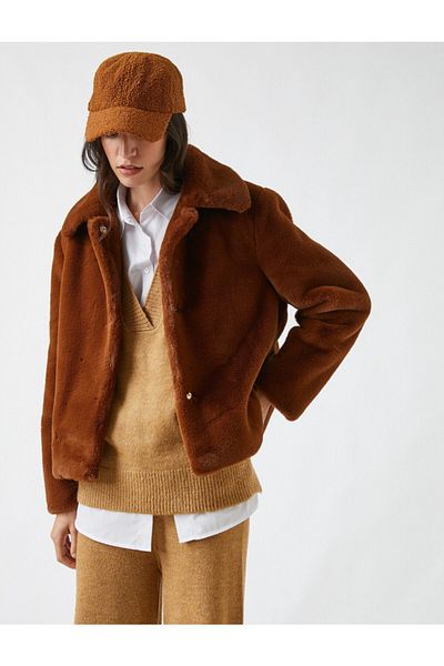 Koton Snap Plush Coat