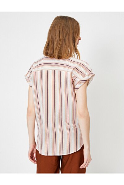 Koton Csillogó csíkos gyöngyös hímzett ing zsebrészlettel