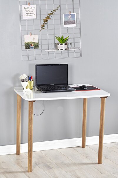 Evnalia 60x90 Çalışma Bilgisayar Ofis Ders Yemek Masası Düz Beyaz Desenli 70 ...