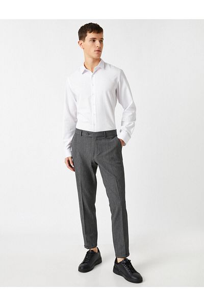 Koton Slim Fit Poplin Fabric Chino Trousers with Pockets