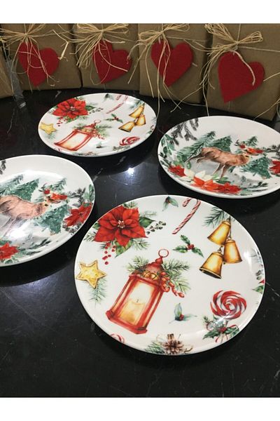 TEBAK COLLECTION 4-Piece Porcelain New Year Pattern 25 cm Serving Plate