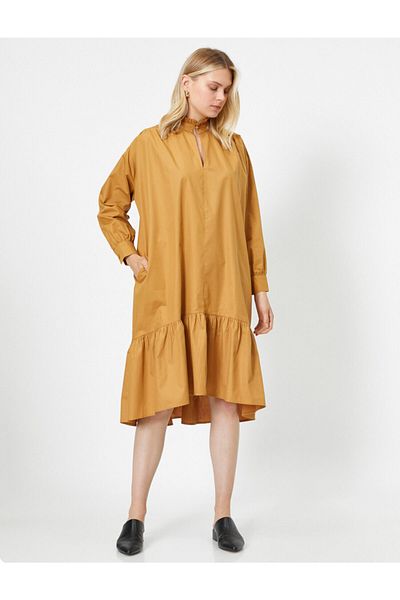 Koton Rochie maxi cu guler înalt din poplin