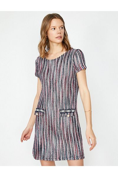 Koton Women's Red Patterned Dress 9yak83755ek
