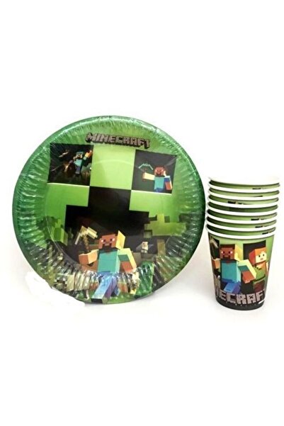 MINECRAFT Doğum Günü Parti Tabak Bardak 8 Adet