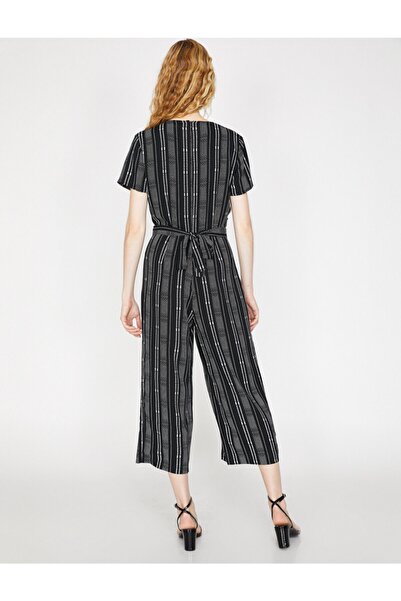 Koton Schwarzer gestreifter Overall für Damen
