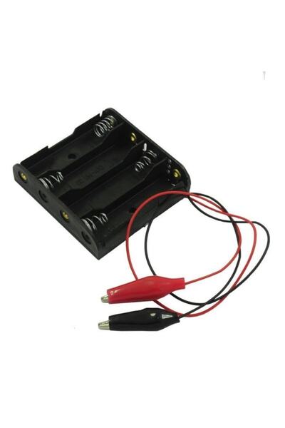 Genel Markalar 4'lü Aa Pil Yuvası - Krokodil Kablolu