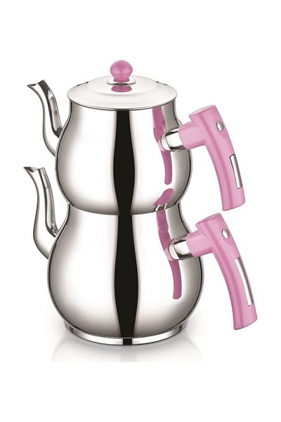 İnter Coral Model Family Size Teapot Set - White Steel