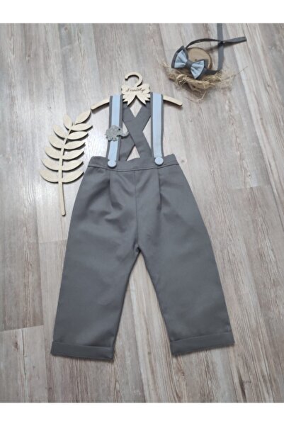 Feriatolye Gri Mavi Fil Konsepti Doğum Günü Kıyafeti Erkek Bebek Pantolon Sal...