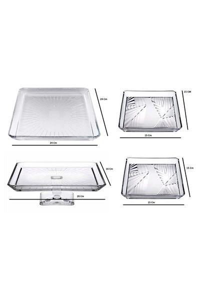 Paşabahçe Madlen Crystalline Service Set Square 4 Pieces