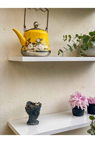 WoodBabyStore Dekoratif Beyaz Uçan Raf 2`li