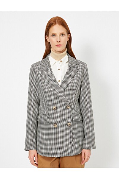 Koton Jachetă gri în carouri pentru femei