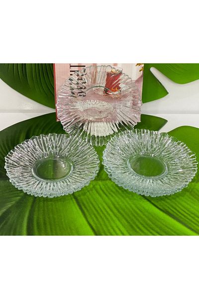 Hibana 6-Piece Glass Decorated Tea Plate and Presentation Holder (13.5cm)