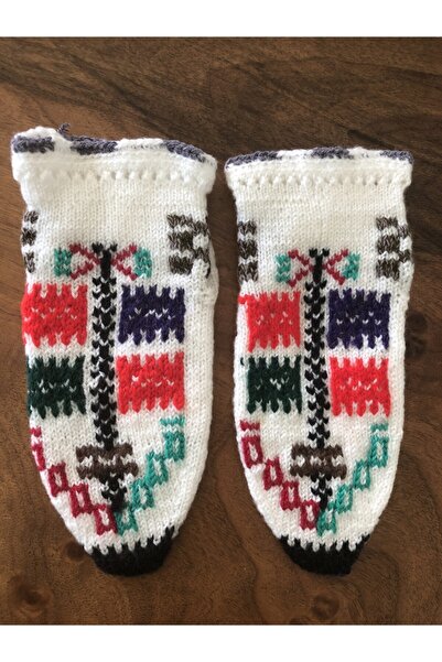 MOR TIRTIL El Örmesi Etnik Desenli Patik Çorap