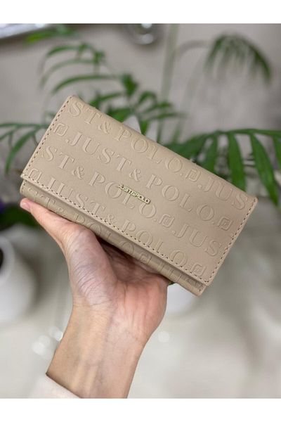 Just Polo Mink Multi-Functional Vegan Women's Wallet with 8 Cards - 1 Id Compartment, Snap and Zipper Detail