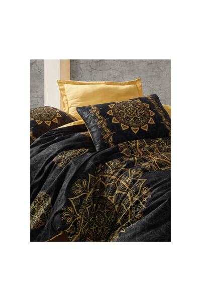 Cotton Box Satin Double Duvet Cover Set Alvina Gold