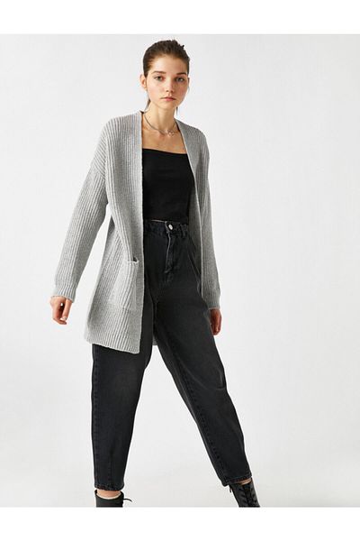 Koton Cardigan de damă Fashion Lux Gri 1kal98910ut