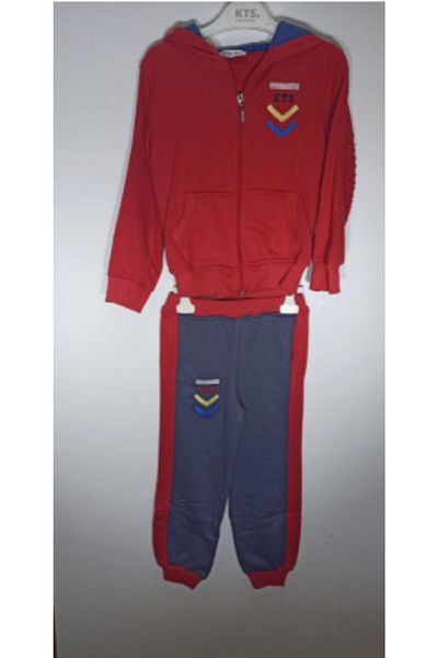 KTS Boy's Double Tracksuit Set with Hooded Zipper Jacket