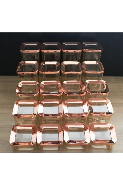 VİP AHMET Square Storage Container Set of 20 Copper