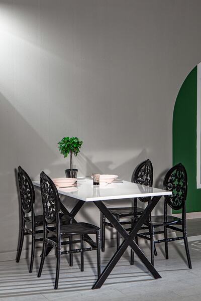 SANDALİE Matrix Maxima Beyaz / Venüs Mutfak Masa Takımı - Siyah