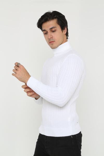 KMKkombin Men's Turtleneck Oversize Sports Oversize Turtleneck Sweater