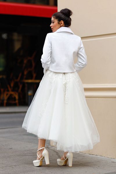 Turkuaz Bridal Etol Bolero Jacket Baby Collar Snow White