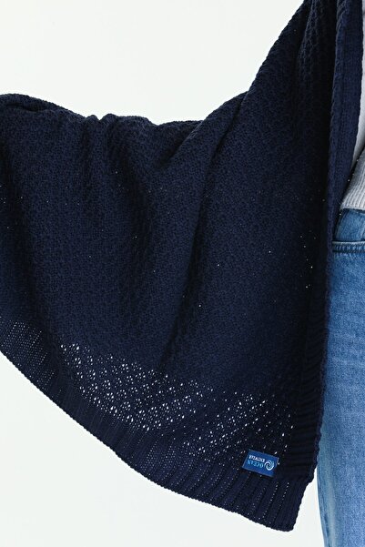 Ocean Navy Blue Knitwear Shoulder Shawl