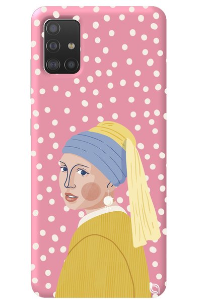 WANNA PROTECT Samsung A51 Pink Colored Pearl Earring Girl Velvet Patterned Si...