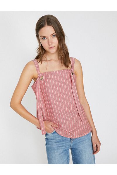 Koton Women's Red White Striped Blouse 9YAK38916PW